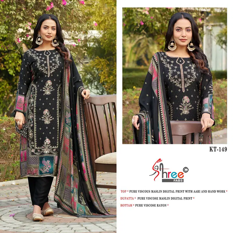 Kt 149 By Shree Fabs Viscose Printed Designer Salwar Suits Suppliers In India